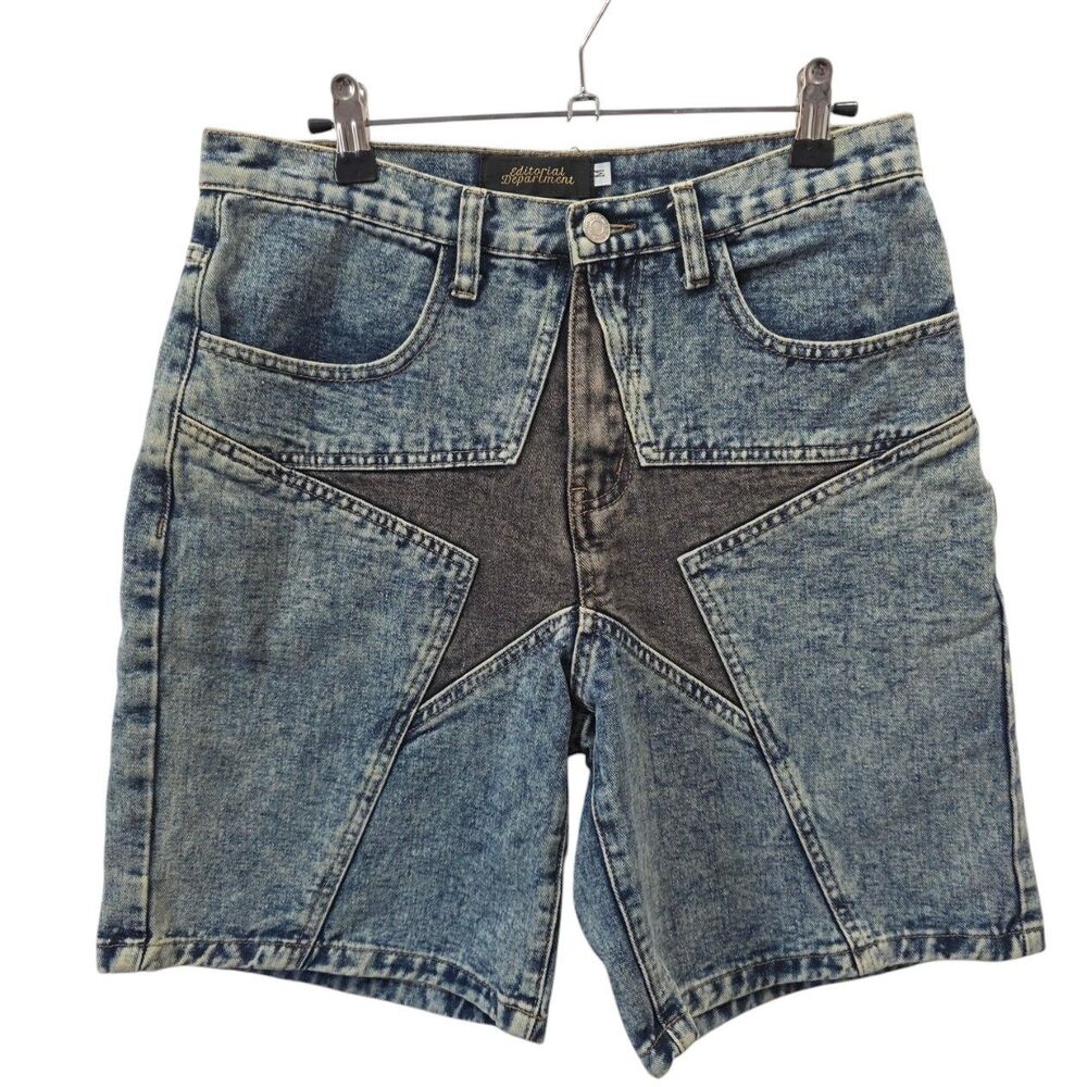 Editorial‎ Department Acid Wash Denim Shorts Womens Medium Geometric Retro